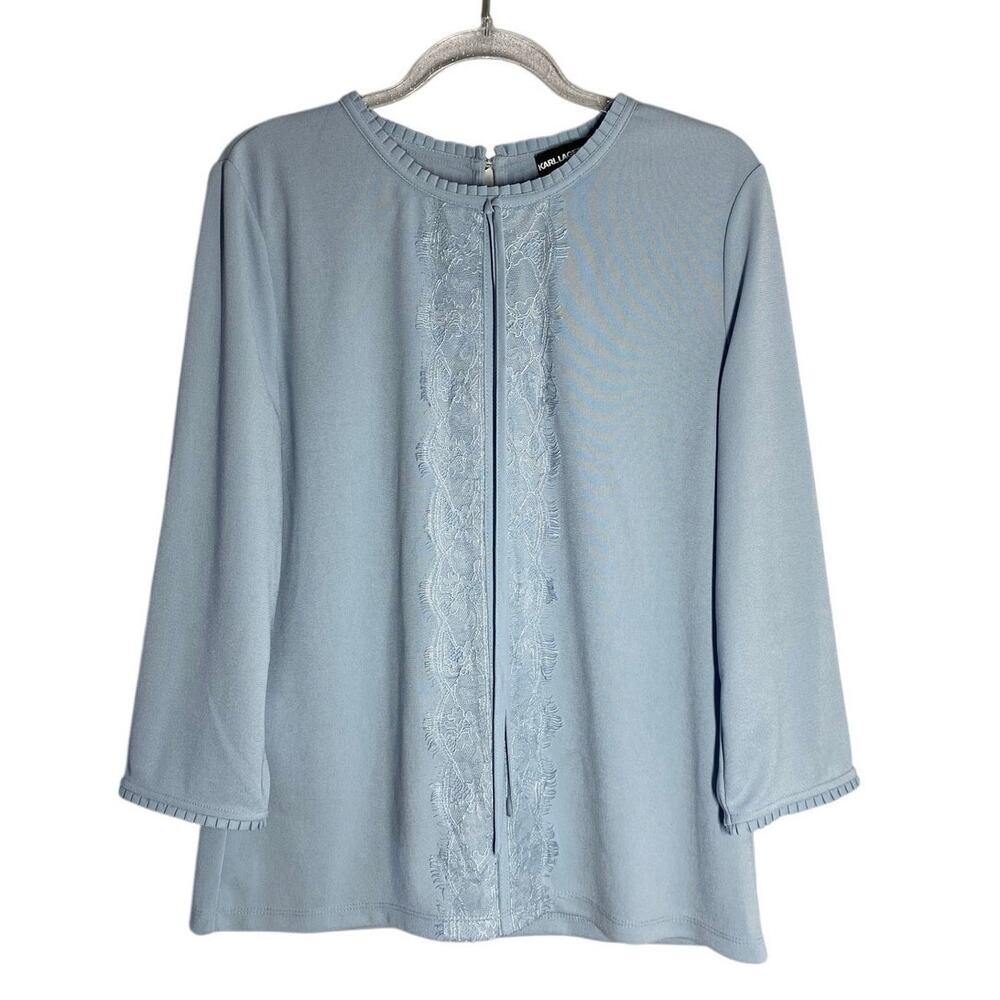 Karl Lagerfeld Light Blue Lace Blouse Sz S